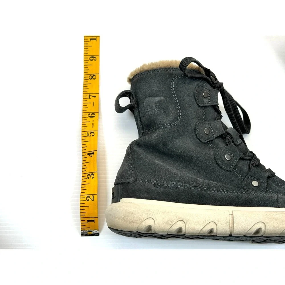 Sorel Explorer II Joan Faux‎ Fur Waterproof Boots Women 7 Lace-up Suede Ankle